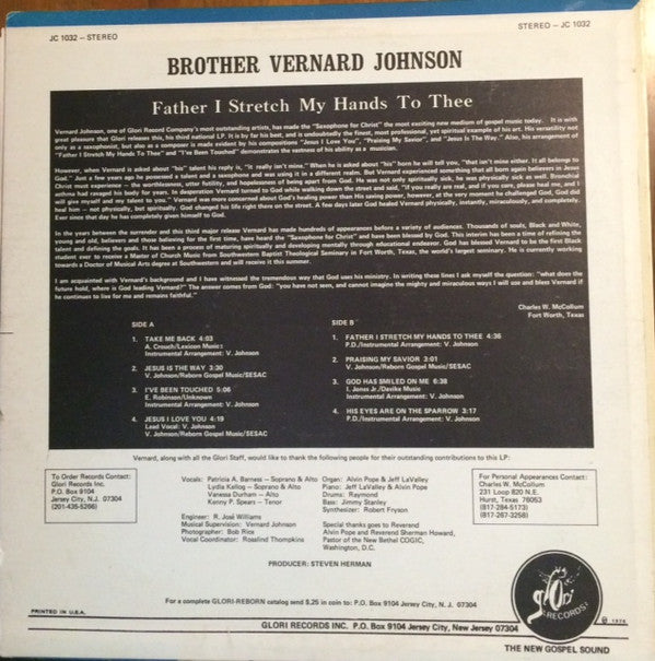 Buy Brother Vernard Johnson Father I Stretch My Hands To Thee (LP) Online for a great price