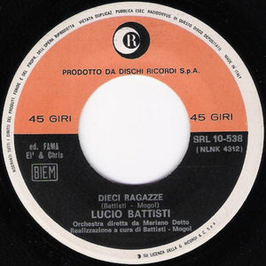 Lucio Battisti : Acqua Azzurra, Acqua Chiara (7", Mono)