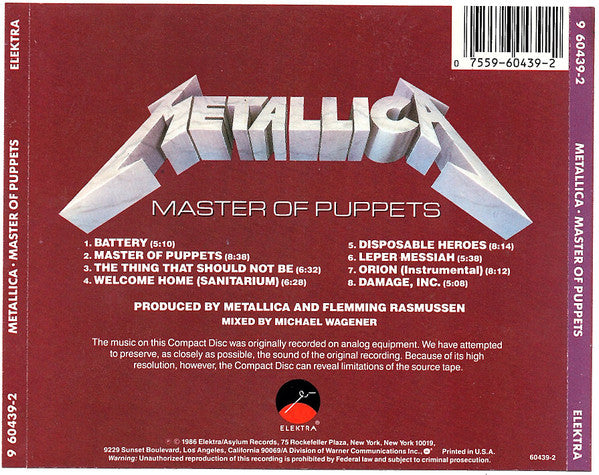 Master of Puppets by Metallica (Album; DCC; GZS-1133): Reviews, Ratings,  Credits, Song list - Rate Your Music