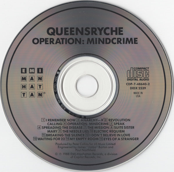 Queensrÿche - Operation: Mindcrime (CD, Album) (NM or M-)