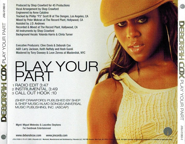 Buy Deborah Cox : Play Your Part (CD, Single, M/Print, Promo