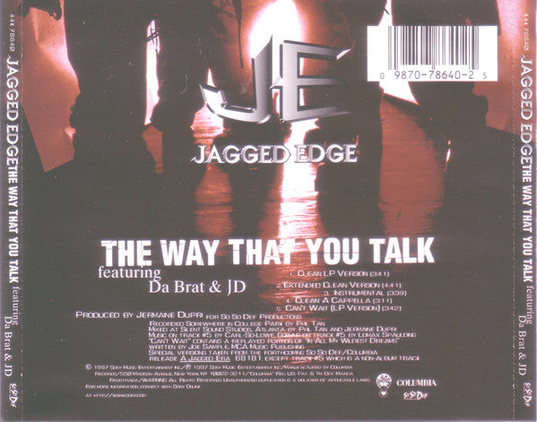 Jagged Edge (2) Featuring Da Brat & JD* - The Way That You Talk (CD, Maxi)  (NM or M-)