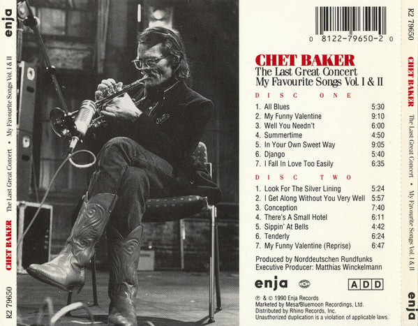 Chet Baker - The Last Great Concert - My Favourite Songs Vol. I & II (2xCD,  Album) (NM or M-)