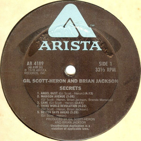 Gil Scott-Heron And Brian Jackson* - Secrets (LP, Album) (VG+)