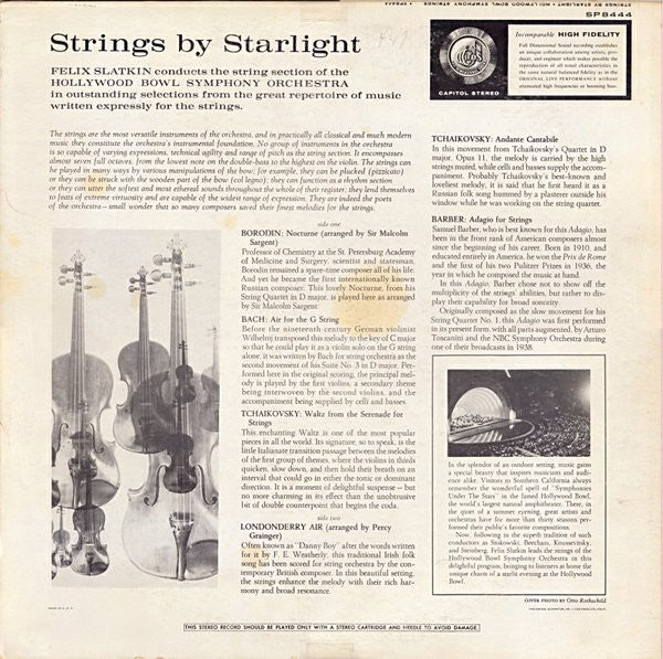 Buy The Hollywood Bowl Symphony Orchestra Conducted By Felix Slatkin  Strings By Starlight (LP, Album) Online for a great price – Media Mania of  Stockbridge