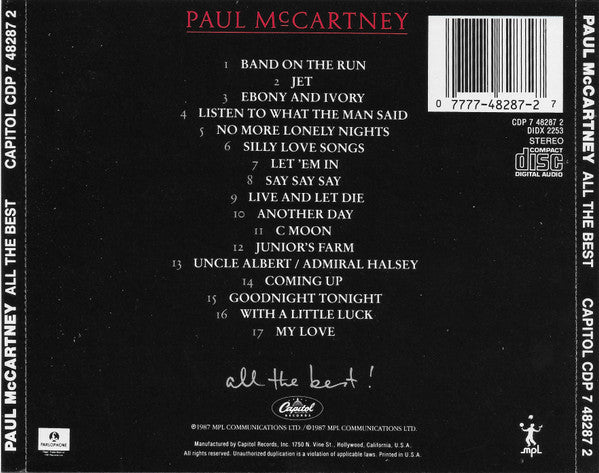 Paul McCartney - All The Best (CD, Comp) (NM or M-)