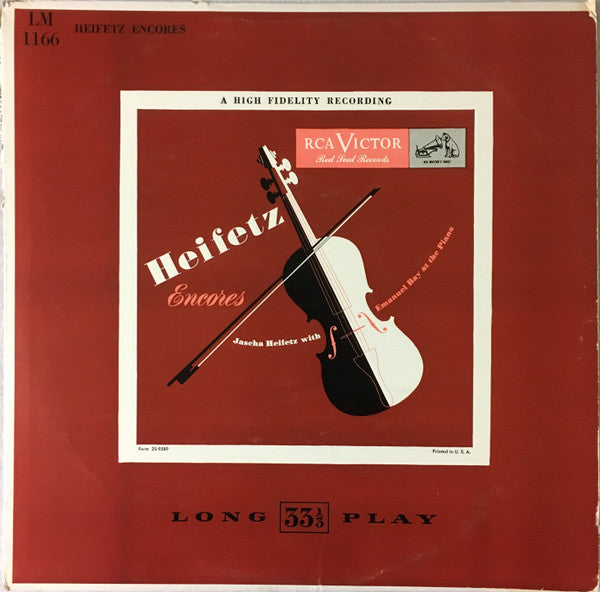 Jascha Heifetz, Emanuel Bay : Heifetz Encores (LP, Comp, Mono, RE)