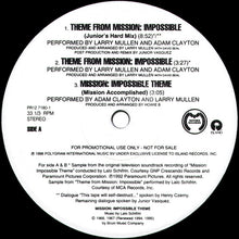 Load image into Gallery viewer, Adam Clayton And Larry Mullen : Theme From Mission: Impossible (Mission Accomplished) (12&quot;, Promo)
