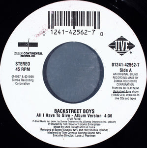 Backstreet Boys : All I Have To Give (7", Single)