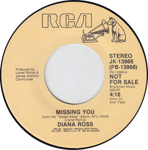 Diana Ross : Missing You (7", Single, Promo, Com)