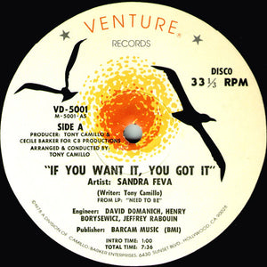 Sandra Feva : If You Want It, You Got It (12")