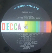 Load image into Gallery viewer, Rick Nelson And The Stone Canyon Band* : Garden Party (LP, Album, Glo)