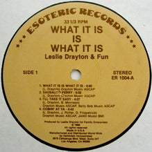 Load image into Gallery viewer, Leslie Drayton &amp; Fun : What It Is Is What It Is (LP, Album)