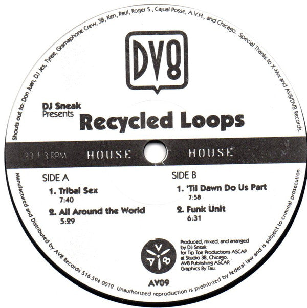 DJ Sneak : Recycled Loops (12