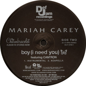 Mariah Carey : Boy (I Need You) (12", Promo)