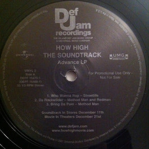 Various : How High The Soundtrack (Advance LP) (2xLP, Advance, Comp, Promo)