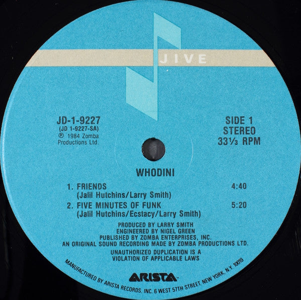 Whodini : Friends / Five Minutes Of Funk (12