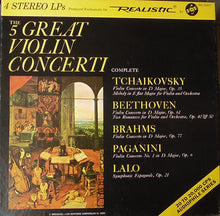 Load image into Gallery viewer, Pyotr Ilyich Tchaikovsky, Ludwig van Beethoven, Johannes Brahms, Niccolò Paganini, Édouard Lalo : Great Violin Concerti (4xLP, Album + Box, Comp)