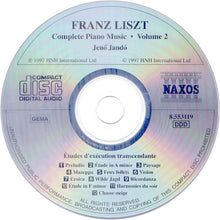Load image into Gallery viewer, Franz Liszt - Jenő Jandó* : Complete Piano Music • Volume 2 - Etudes D&#39;Exécution Transcendante (Transcendental Studies) 1851 Version (CD, Album)