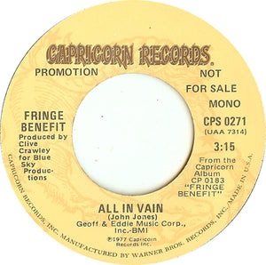 Fringe Benefit : All In Vain (7", Promo)