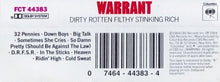 Load image into Gallery viewer, Warrant : Dirty Rotten Filthy Stinking Rich (Cass, Album)