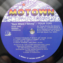 Load image into Gallery viewer, Four Tops : Back Where I Belong (LP, Album)
