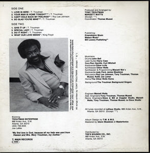 Tony Troutman : Your Man Is Home Tonight (LP, Album)