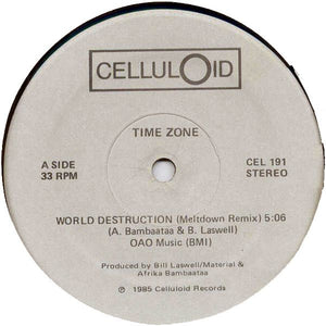 Time Zone Featuring John Lydon And Afrika Bambaataa : World Destruction (Meltdown Remix) (12", Hub)