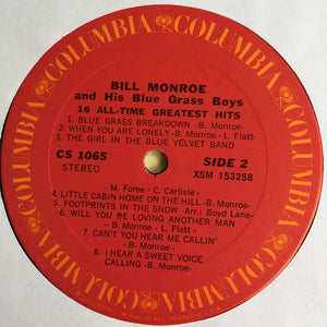 Bill Monroe And His Blue Grass Boys* : 16 All-Time Greatest Hits (LP, Comp, Rec)