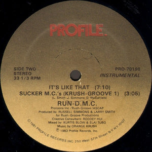 Run-D.M.C.* : It's Like That / Sucker M.C.'s (Krush-Groove 1) (12", Single, Sou)