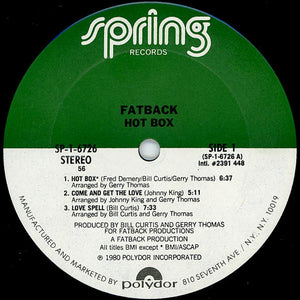 Fatback* : Hot Box (LP, Album, 56 )