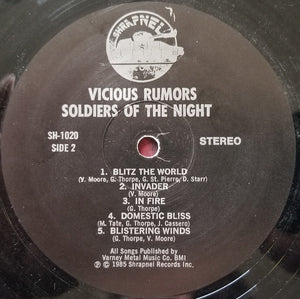 Vicious Rumors : Soldiers Of The Night (LP, Album, Bla)
