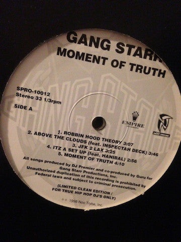 Gang Starr : Moment Of Truth (Clean Limited Edition) (2xLP, Album, Ltd, Promo, Cle)