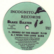 Load image into Gallery viewer, Blake Baxter : Crimes Of The Heart (12&quot;, Lig)