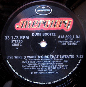 Duke Bootee : Live Wire (I Want A Girl That Sweats) (12", Promo)