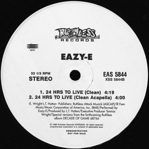 Eazy-E : 24 Hours To Live (12", Promo)