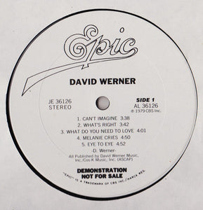 David Werner : David Werner (LP, Album, Promo)