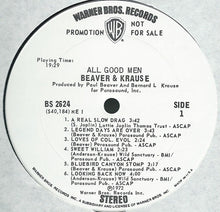 Load image into Gallery viewer, Beaver &amp; Krause : All Good Men (LP, Album, Promo)