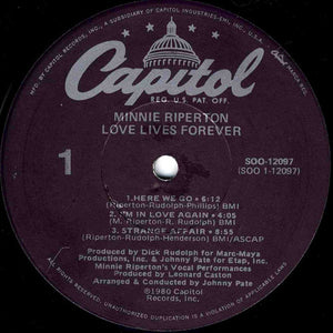 Minnie Riperton : Love Lives Forever (LP, Album, Jac)