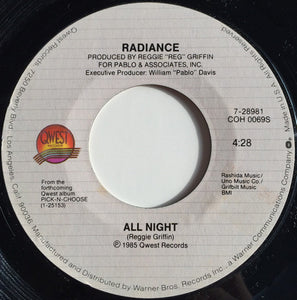 Radiance (4) : All Night  (7")