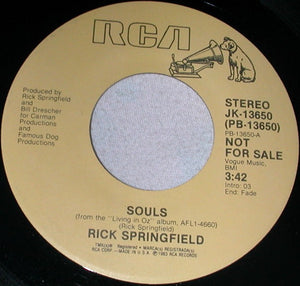 Rick Springfield : Souls (7", Single, Promo)