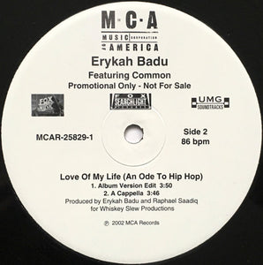 Erykah Badu : Love Of My Life (An Ode To Hip Hop) (12", Promo)