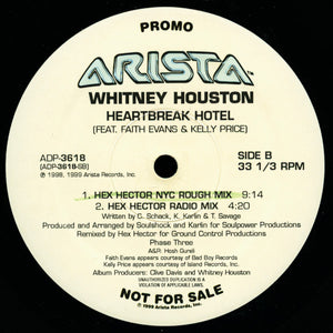 Whitney Houston Feat. Faith Evans & Kelly Price : Heartbreak Hotel (Hex Hector Remixes) (12", Promo)