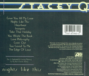 Stacey Q : Nights Like This (CD, Album, Club, P/Mixed)