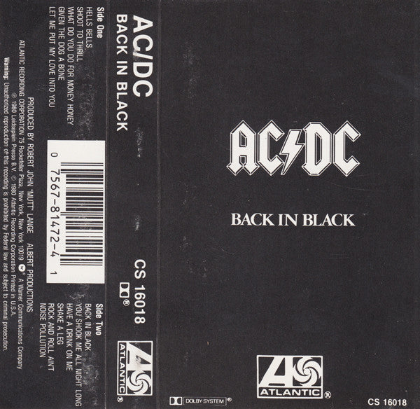 AC/DC : Back In Black (Cass, Album, RE)