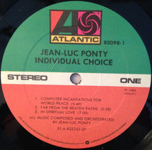 Load image into Gallery viewer, Jean-Luc Ponty : Individual Choice (LP, Album, SP)