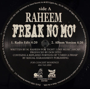 Raheem* : Freak No Mo' (12", Promo)