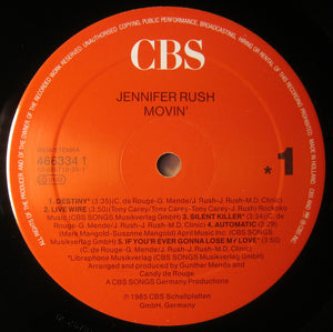 Jennifer Rush : Movin' (LP, Album, RE)