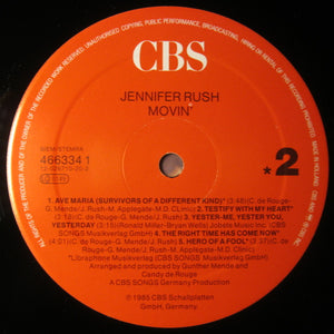 Jennifer Rush : Movin' (LP, Album, RE)