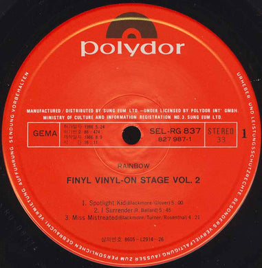 Rainbow : Finyl Vinyl (2xLP, Comp, Gat)